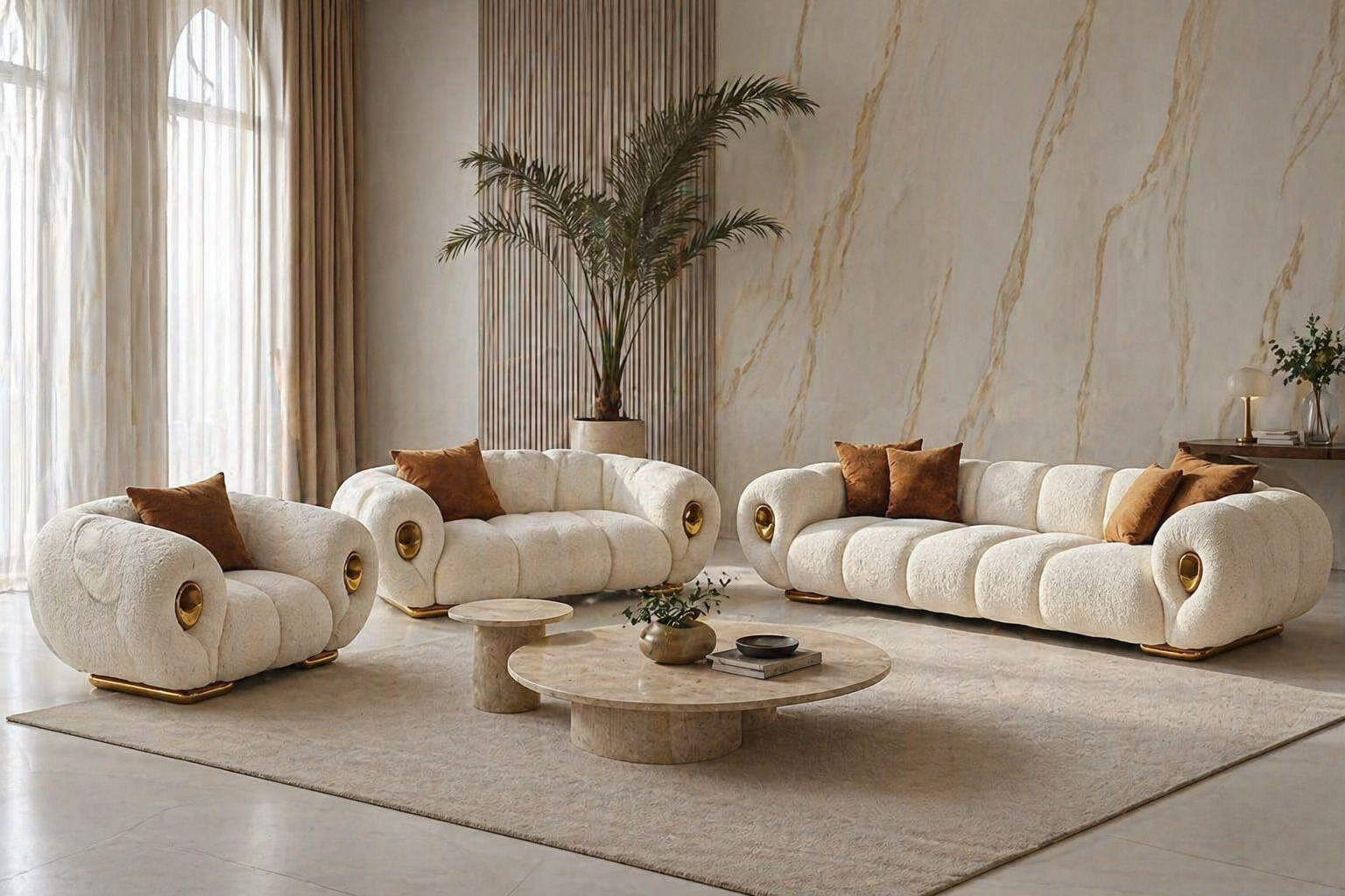 Gold Leaf Modern 3 2 1 Sofa Set