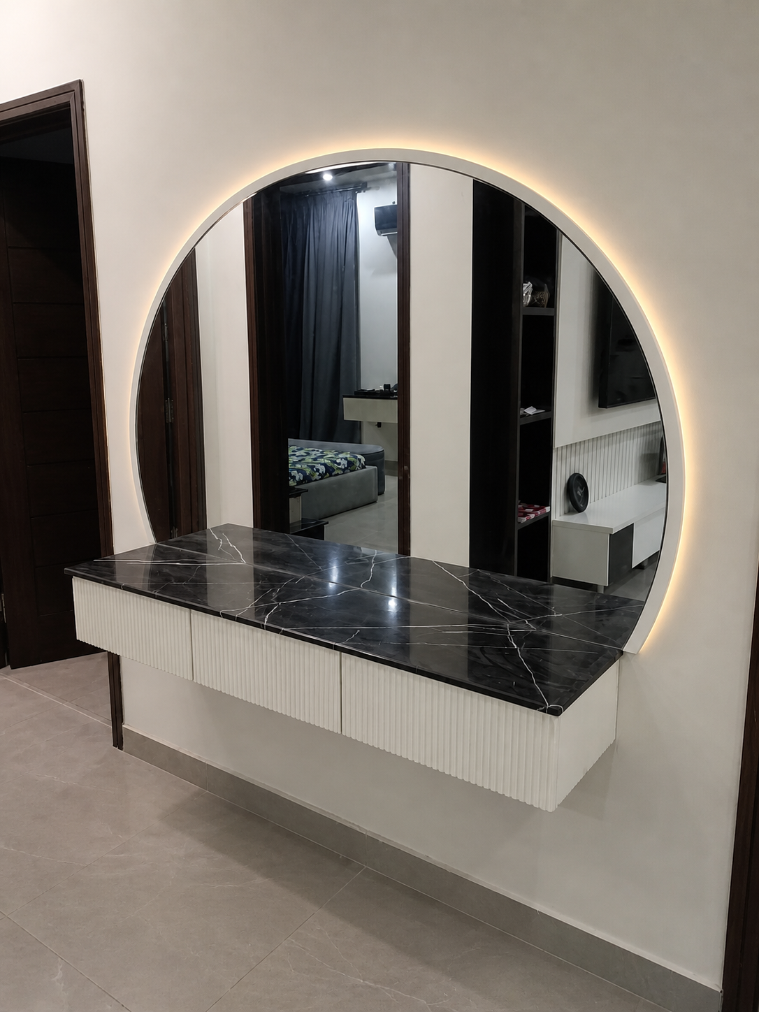 Noir Halo Floating Console Table