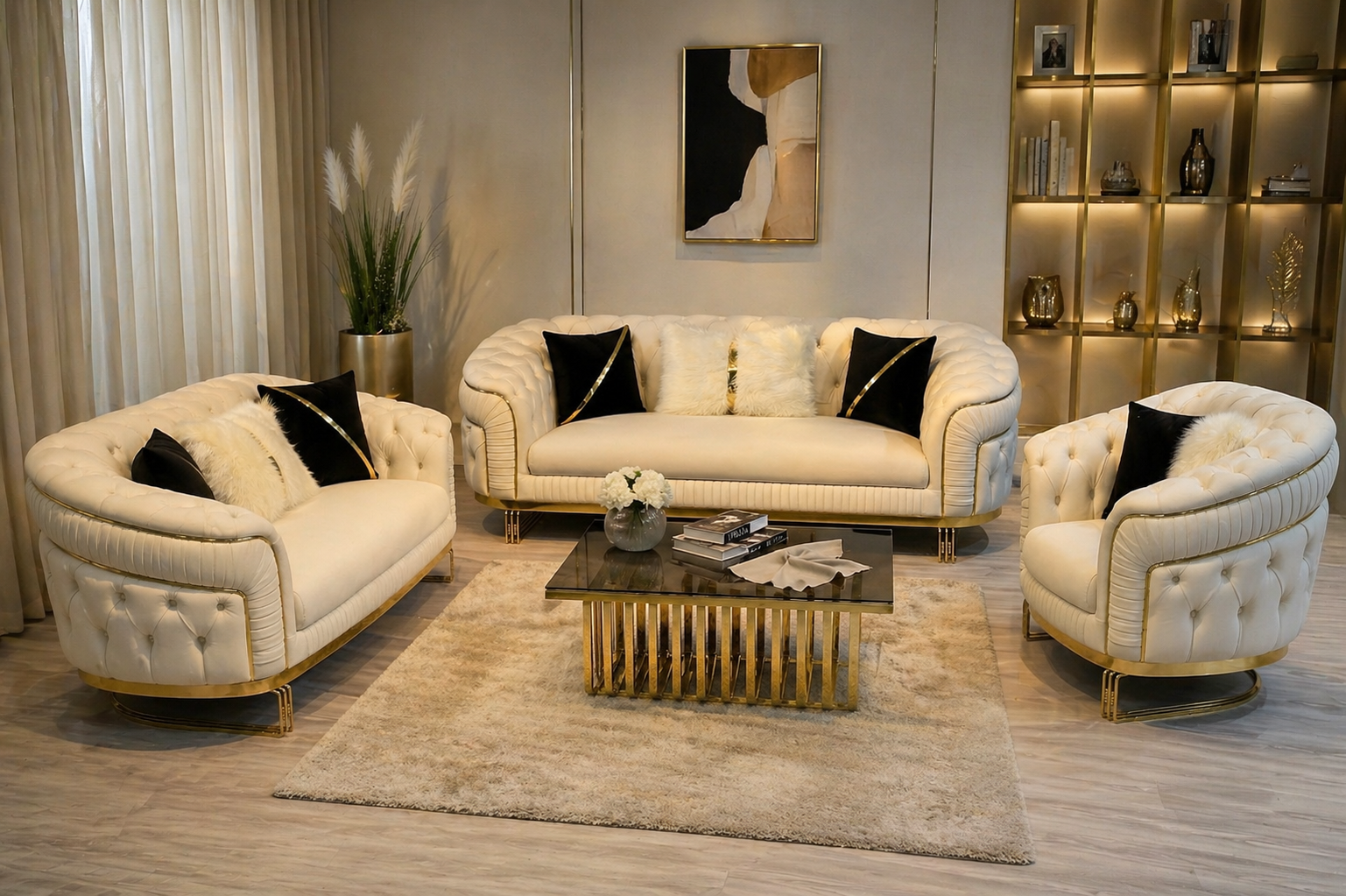 Nova Glam Curved 3 2 1 Sofa Set