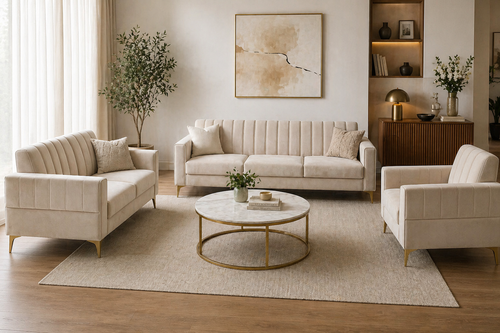 Atlas Modern Wooden Frame 3 2 1 Sofa Set