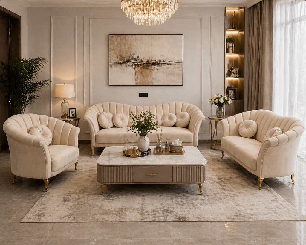Opal Luxe Curved 3 2 1 Sofa Set