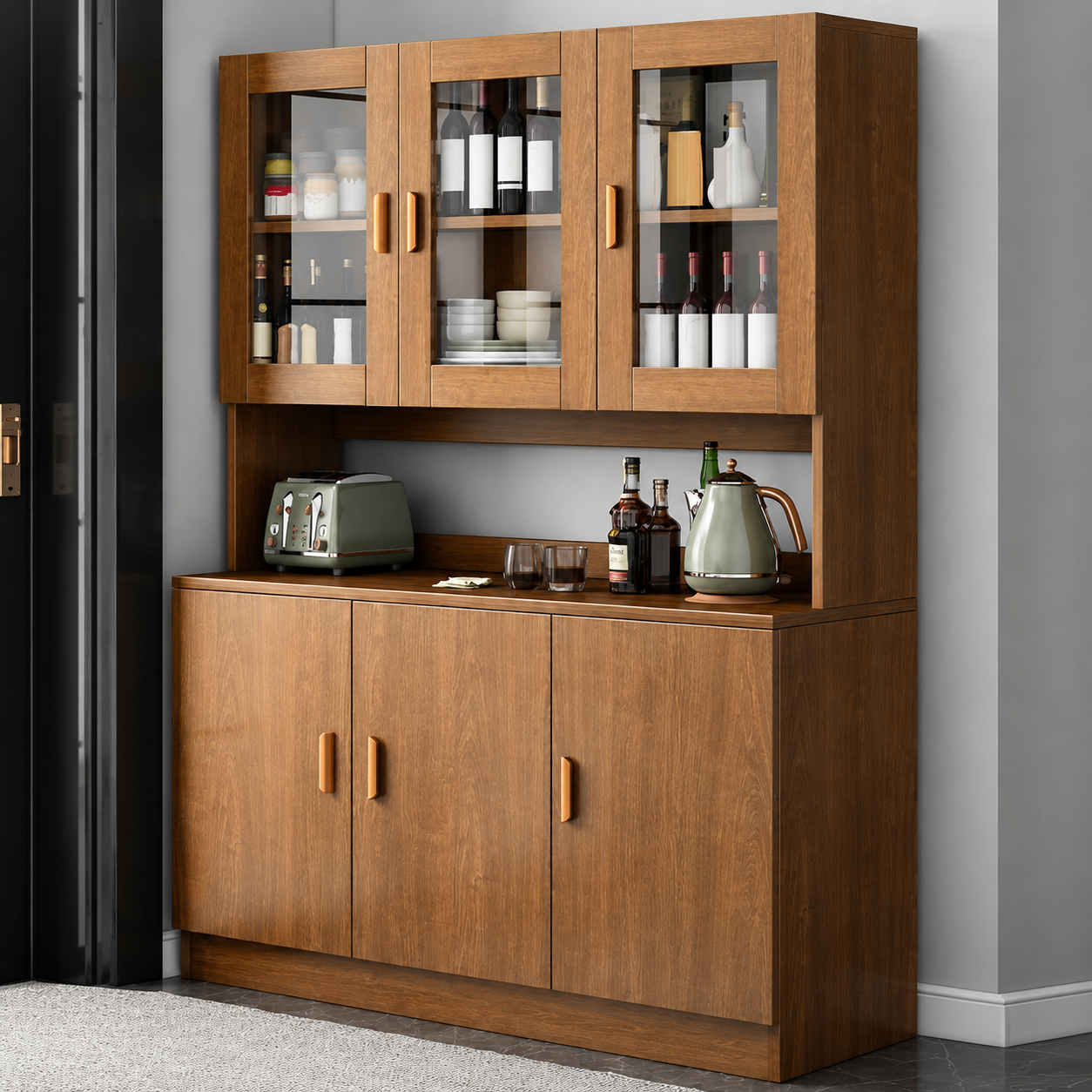 Minimal Oak Kitchen Storage Cabinet