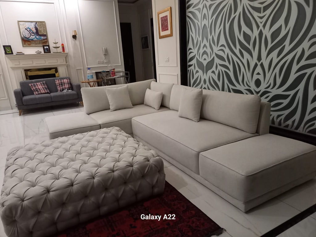 Clouda Luxe Modular Sectional Sofa with Chaise + Tufted Ottoman