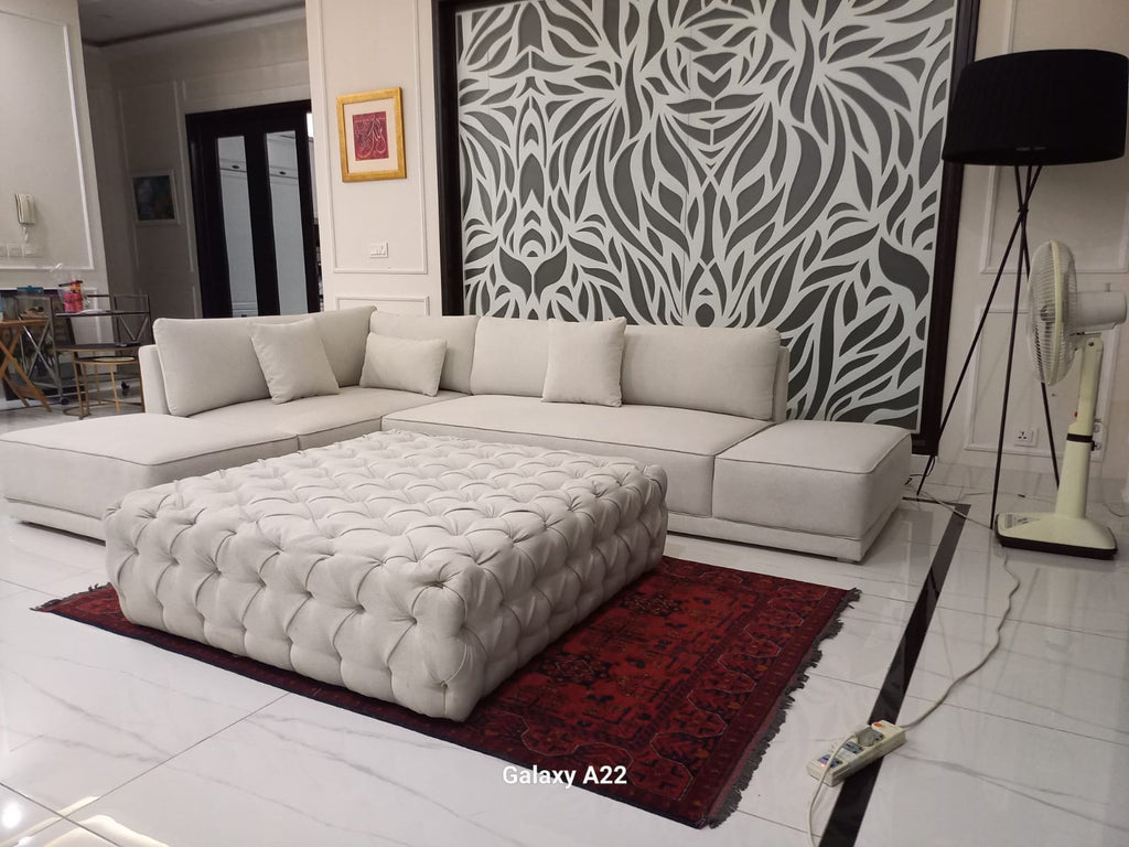 Clouda Luxe Modular Sectional Sofa with Chaise + Tufted Ottoman