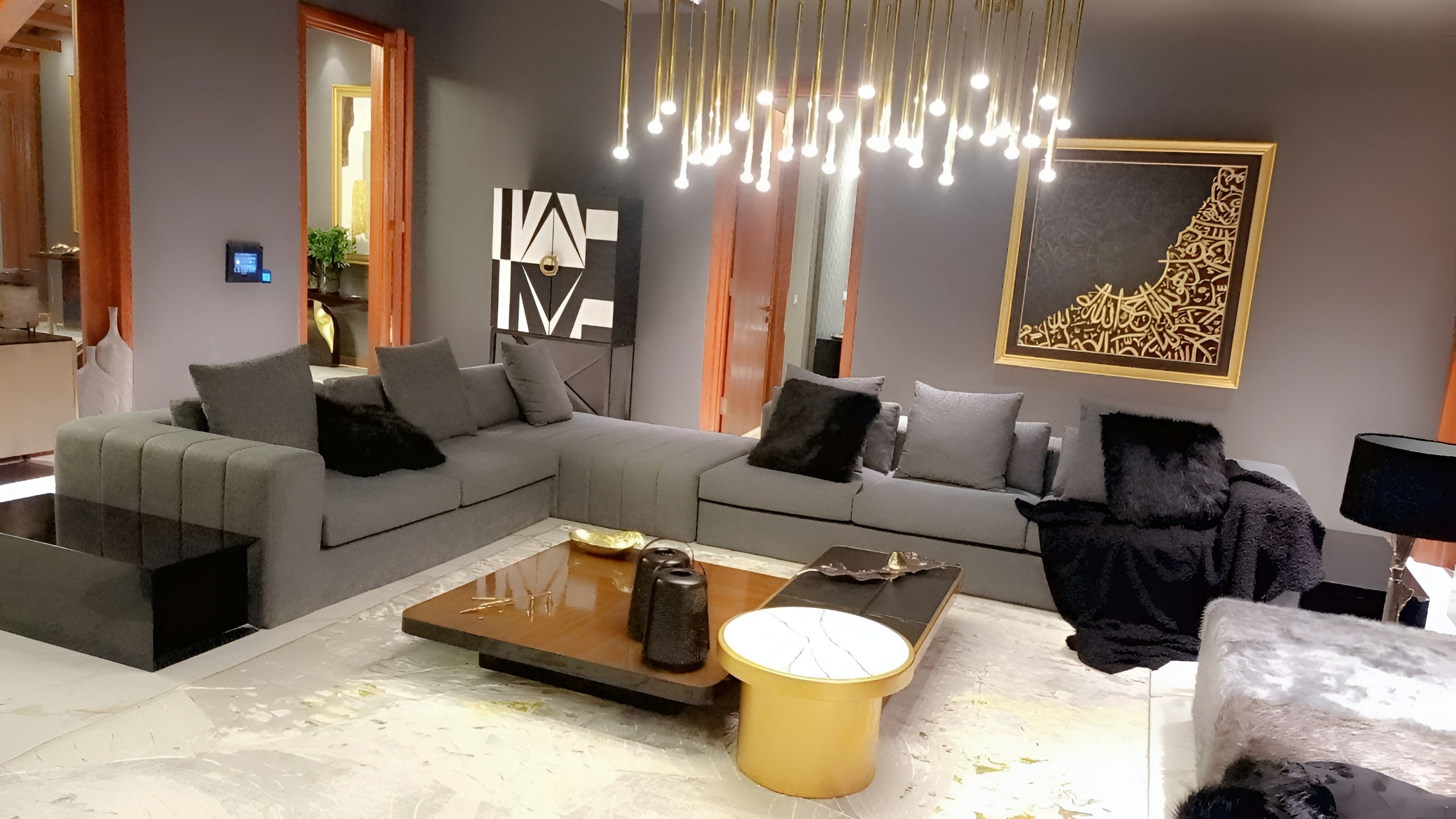 Black Gold Corner Sectional Sofa