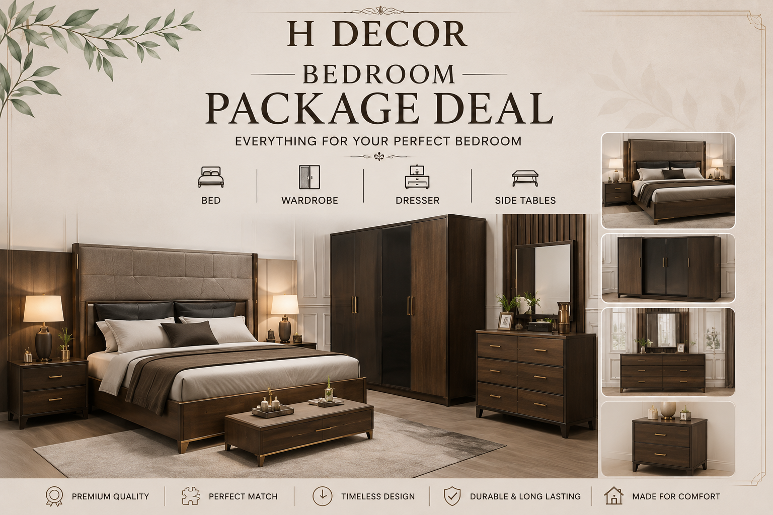 Designer Full Bed Room Furniture Deal Set