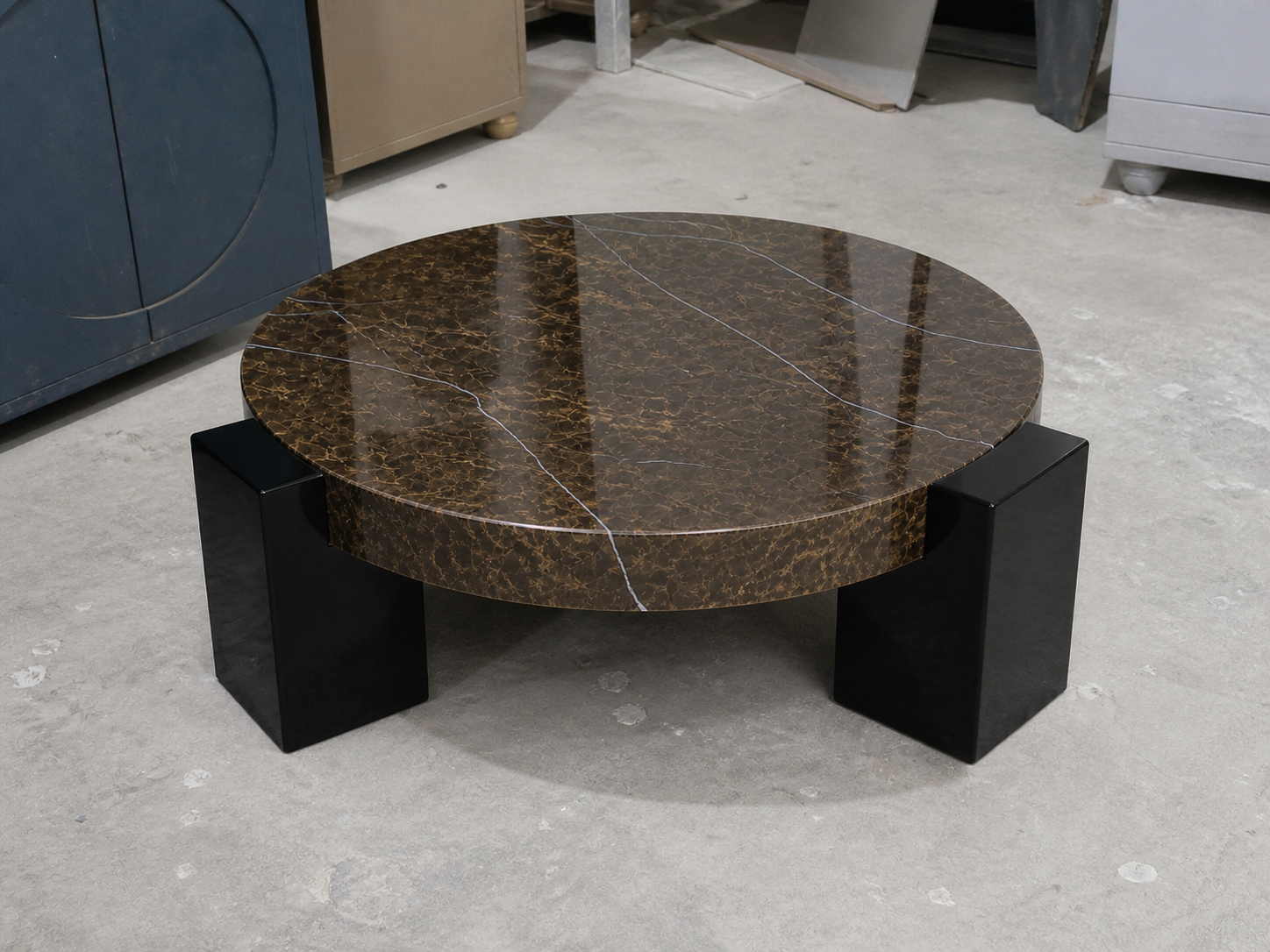 Obsidian Faux Marble Center Table