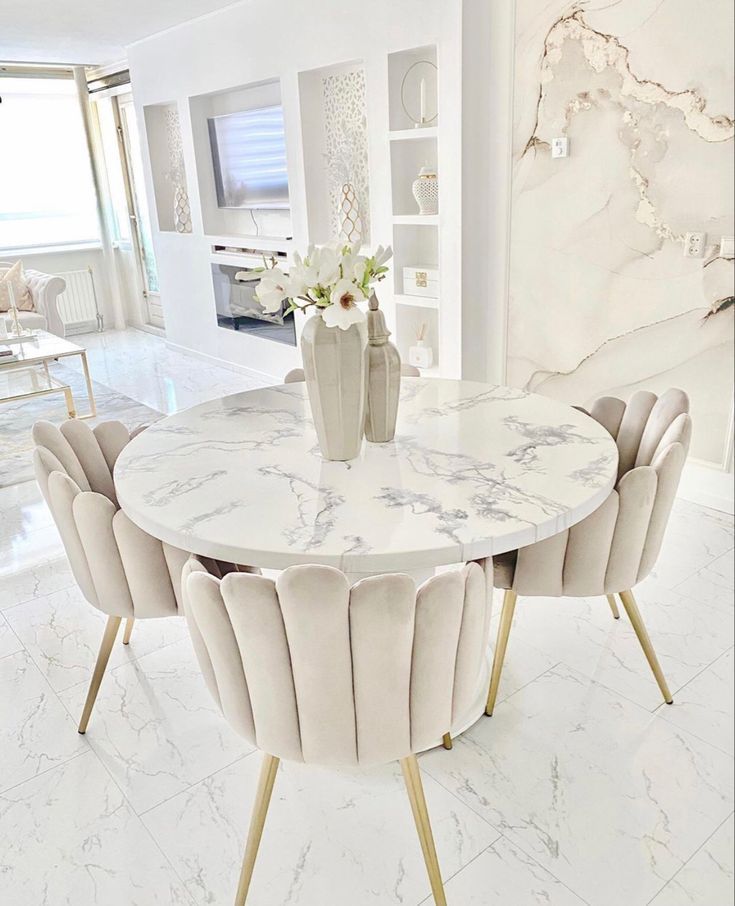 Glam Marble Top 4 Seater Dining Table